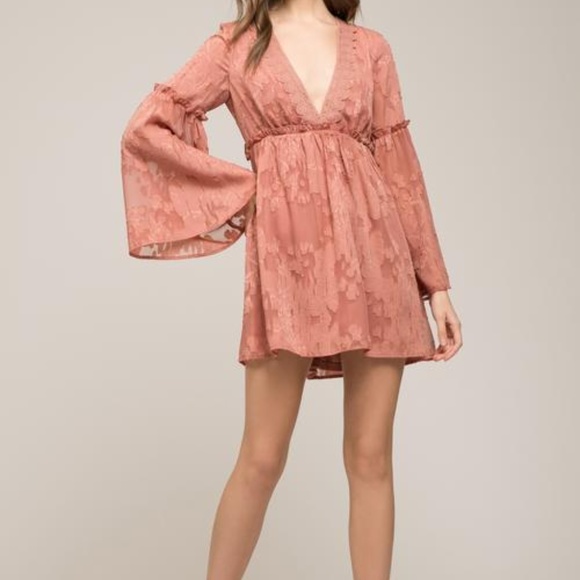 Moon River Dresses & Skirts - Floral Bell Sleeve Mini Dress